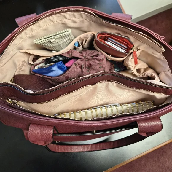 Poppy & Peonies Elegant Burgundy Tote Bag - Picture 4 of 8